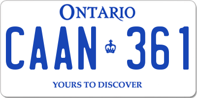 ON license plate CAAN361