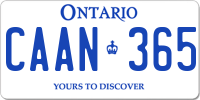 ON license plate CAAN365