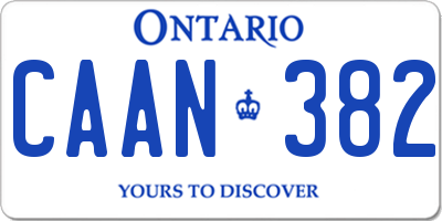 ON license plate CAAN382