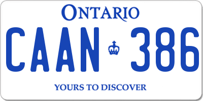 ON license plate CAAN386