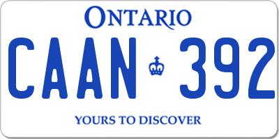 ON license plate CAAN392