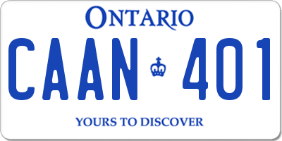 ON license plate CAAN401