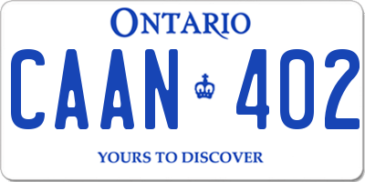 ON license plate CAAN402