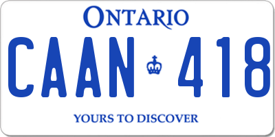 ON license plate CAAN418