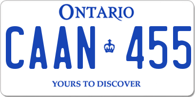 ON license plate CAAN455