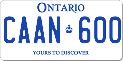 ON license plate CAAN600