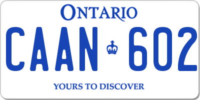 ON license plate CAAN602