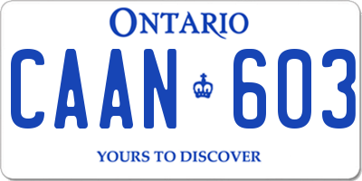 ON license plate CAAN603