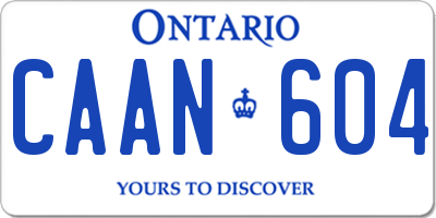 ON license plate CAAN604