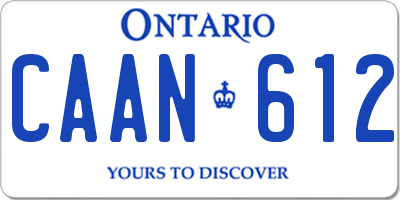 ON license plate CAAN612