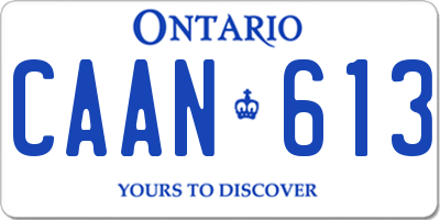 ON license plate CAAN613