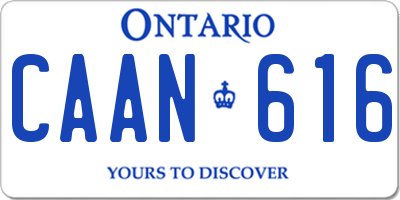 ON license plate CAAN616