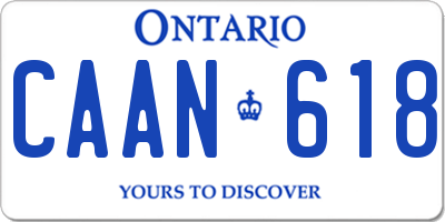 ON license plate CAAN618