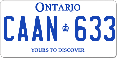 ON license plate CAAN633