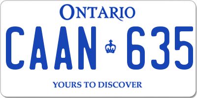 ON license plate CAAN635