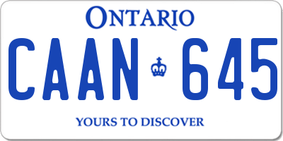 ON license plate CAAN645