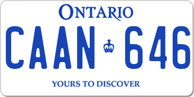 ON license plate CAAN646