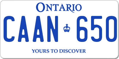 ON license plate CAAN650