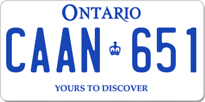 ON license plate CAAN651