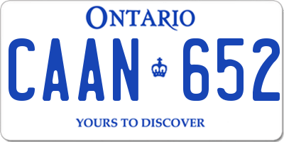 ON license plate CAAN652