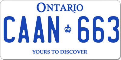 ON license plate CAAN663