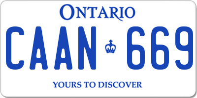 ON license plate CAAN669