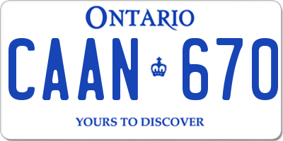 ON license plate CAAN670