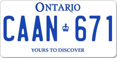 ON license plate CAAN671