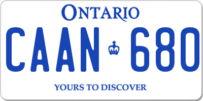 ON license plate CAAN680