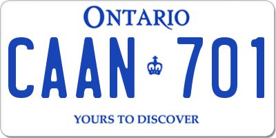 ON license plate CAAN701