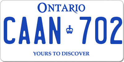 ON license plate CAAN702