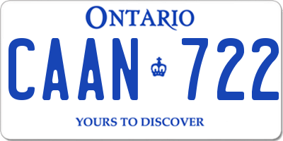 ON license plate CAAN722