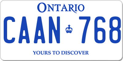 ON license plate CAAN768