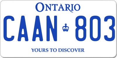 ON license plate CAAN803