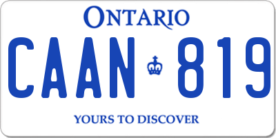 ON license plate CAAN819