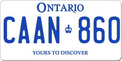 ON license plate CAAN860