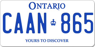 ON license plate CAAN865