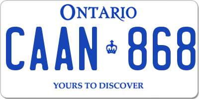 ON license plate CAAN868