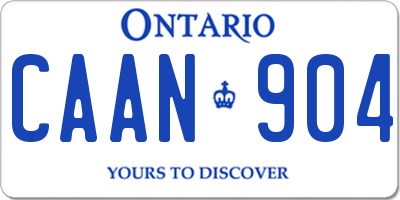 ON license plate CAAN904