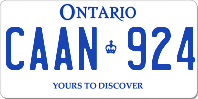 ON license plate CAAN924