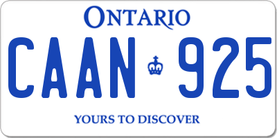 ON license plate CAAN925