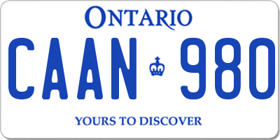 ON license plate CAAN980