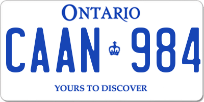 ON license plate CAAN984