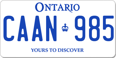 ON license plate CAAN985