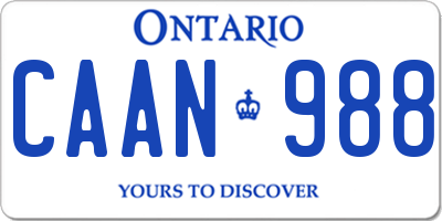 ON license plate CAAN988