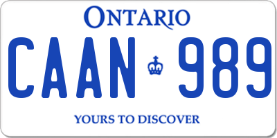 ON license plate CAAN989