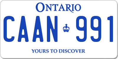 ON license plate CAAN991