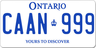 ON license plate CAAN999