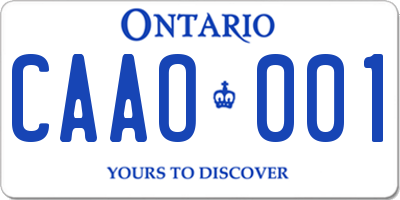 ON license plate CAAO001