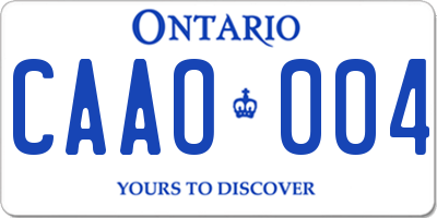 ON license plate CAAO004